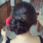 Elegant updo, wedding, bridesmaid, dark hair