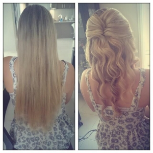 soft natural elegant curls half up